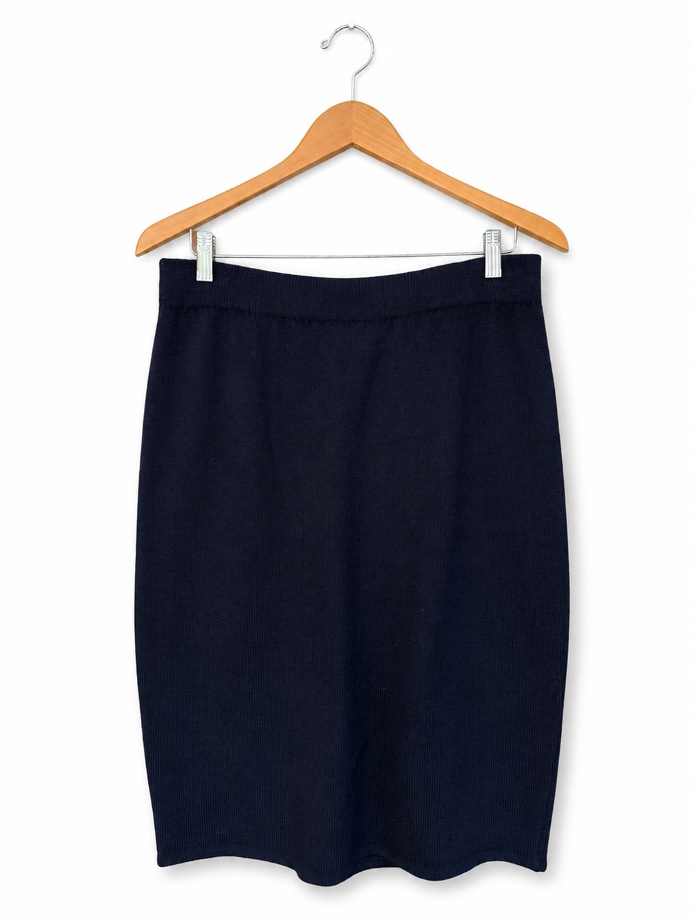 St. John Evening Santana Knit Navy Straight Skirt Size 14 Made USA
